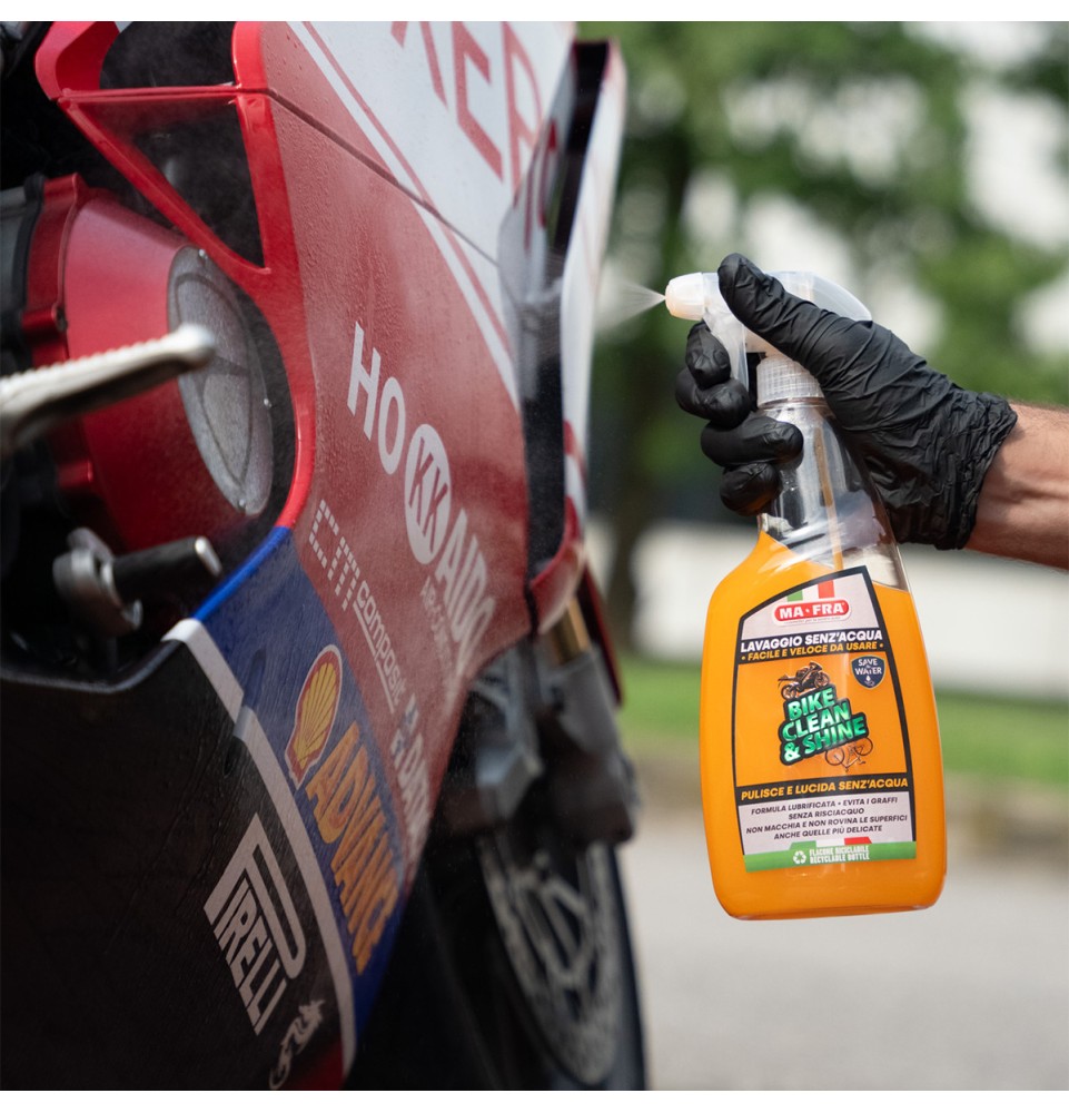 Bike Clean & Shine Mafra lavaggio waterless a secco senz'acqua di moto e bici