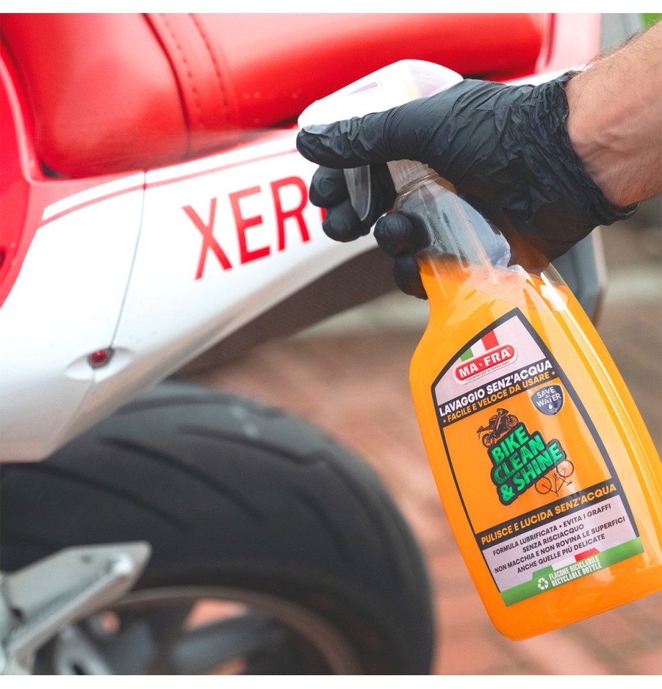 Bike Clean & Shine Mafra lavaggio waterless a secco senz'acqua di moto e bici