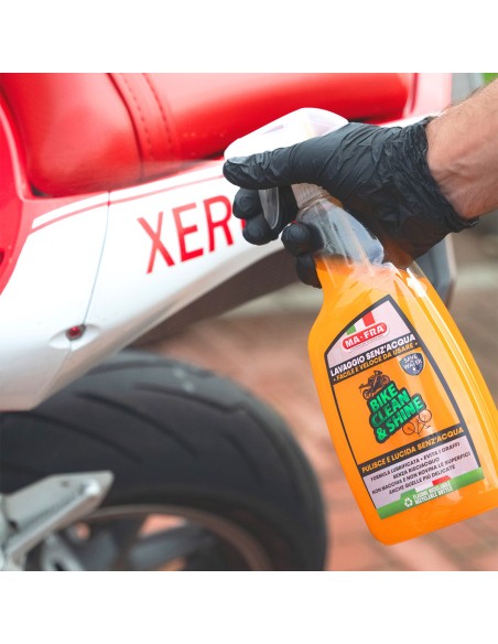 Bike Clean & Shine Mafra lavaggio waterless a secco senz'acqua di moto e bici