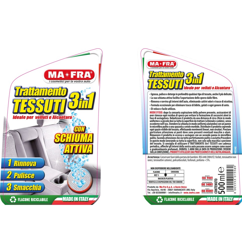 Trattamento 3in1 Tessuti prodotto pulizia tessuti interni auto 2