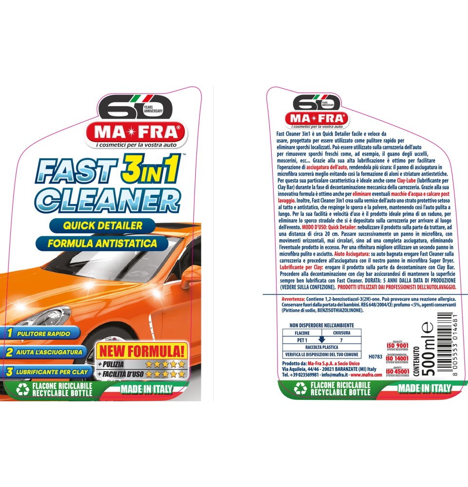 Fast Cleaner 3in1 Quick Detailer con formula antistatica | Mafra Shop 2