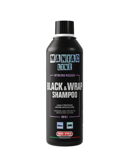 Black & Wrap Shampoo 500ml Maniac Line| rinnova plastiche auto 2in1 lava e protegge