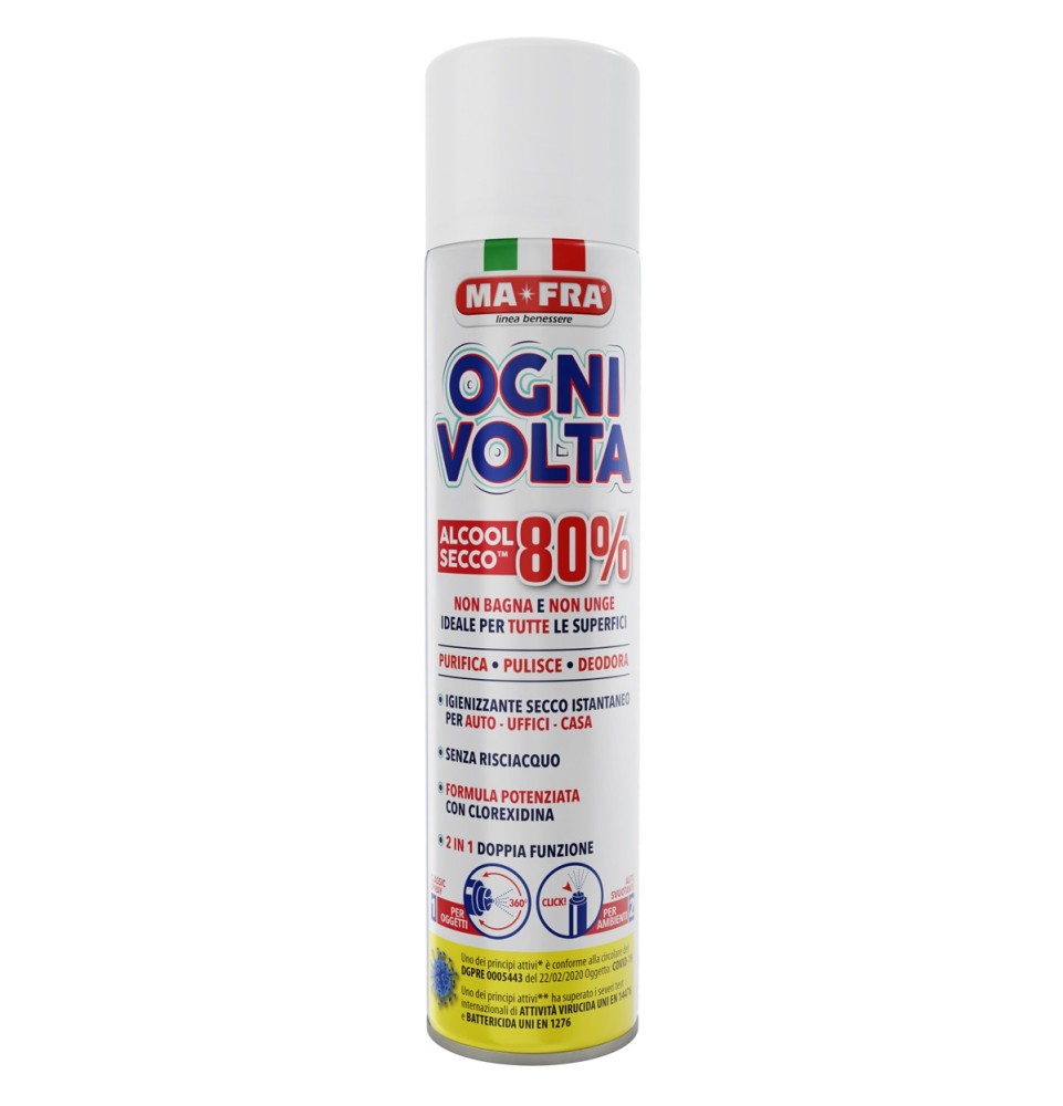 Ogni Volta | Spray Igienizzante Superfici e Ambienti Alcool Secco 80%  | Mafra Shop