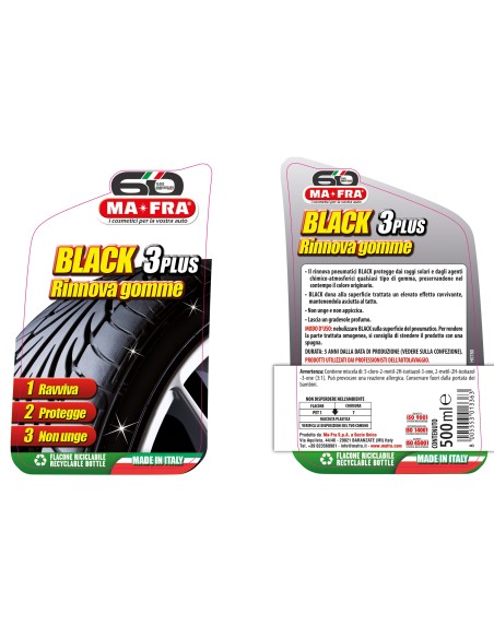 Black 3 Plus 500ml rinnova e protegge le gomme dell'auto