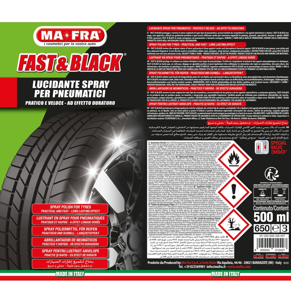 Fast & Black 500ml lucidante spray per pneumatici 2