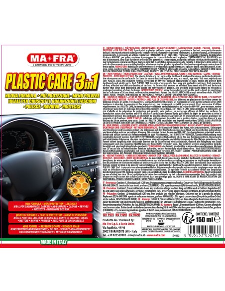 Trattamento 3in1 Plastiche 500ml Mafra | Pulitore interni per plastiche auto.