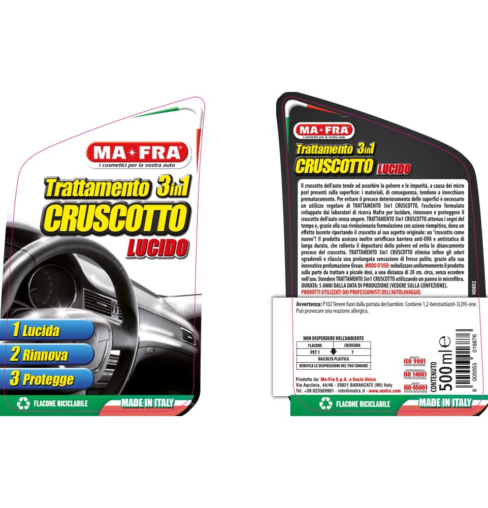 Trattamento 3in1 Cruscotto Mafra | Lucida, rinnova e protegge il cruscotto auto
