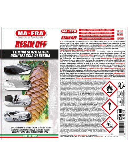 Resin Off elimina ogni traccia di resina dalla carrozzeria