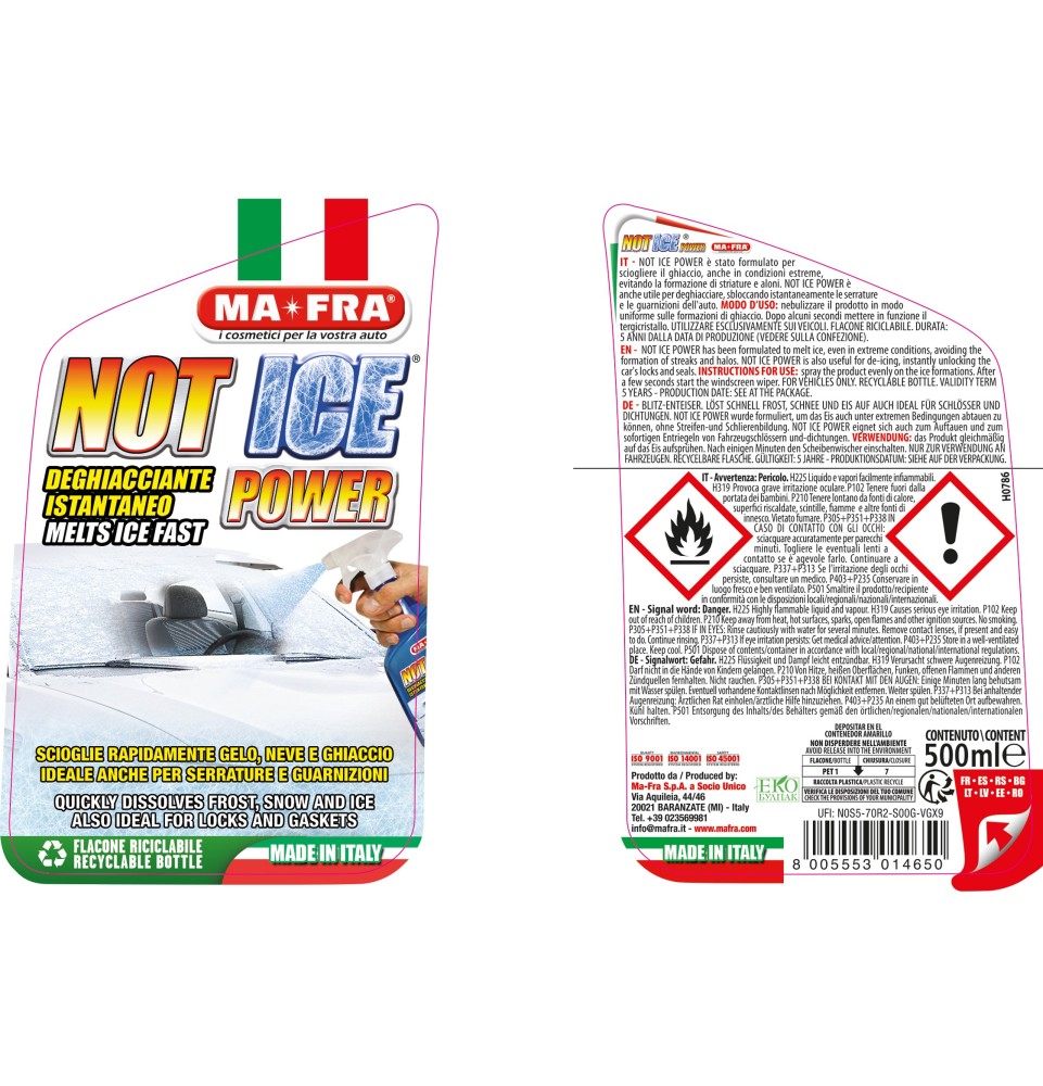 Not Ice Power | Deghiacciante Istantaneo Vetri e Cristalli Auto | Mafra Shop