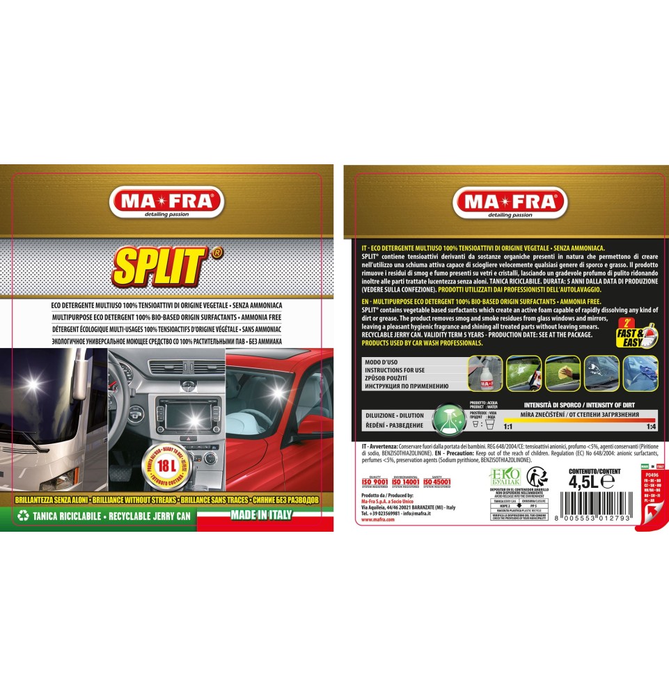 Split per pulizia vetri auto