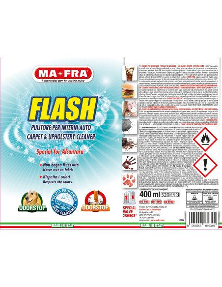 Flash pulitore per interni auto in tessuto e alcantara