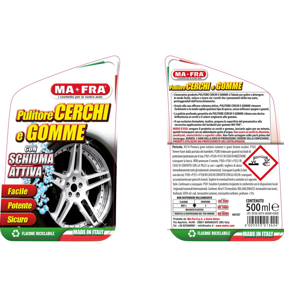 Pulitore Cerchi e Gomme 500 ml pulisce e deterge sia i cerchi che i pneumatici 2