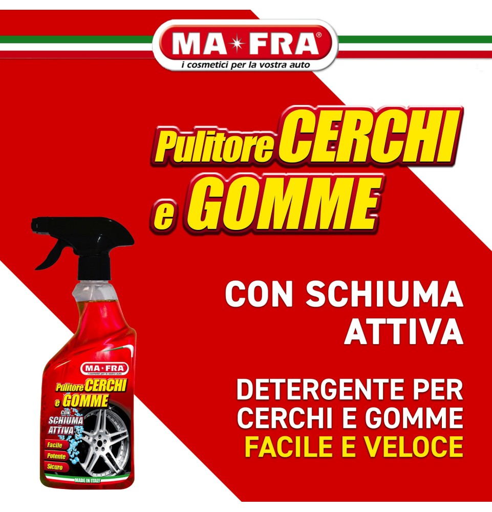 Pulitore Cerchi e Gomme 500 ml pulisce e deterge sia i cerchi che i pneumatici
