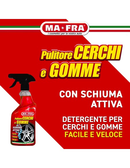 Pulitore Cerchi e Gomme 500 ml pulisce e deterge sia i cerchi che i pneumatici