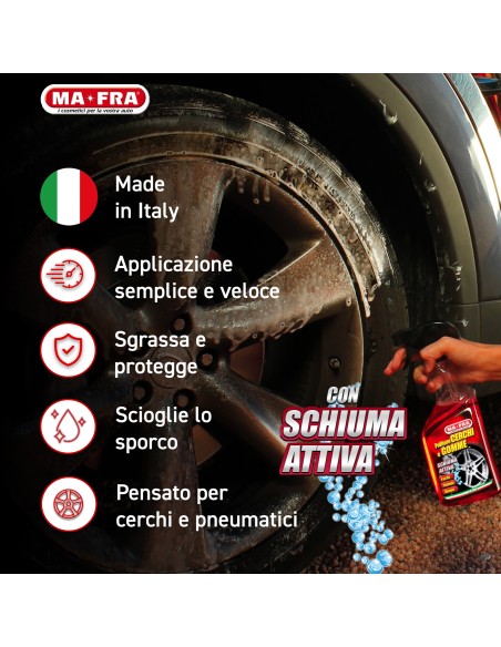 Pulitore Cerchi e Gomme 500 ml pulisce e deterge sia i cerchi che i pneumatici