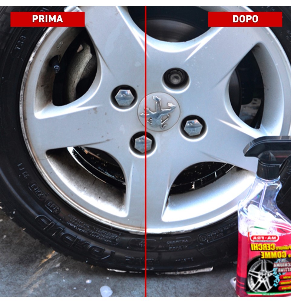 Pulitore Cerchi e Gomme 500 ml pulisce e deterge sia i cerchi che i pneumatici