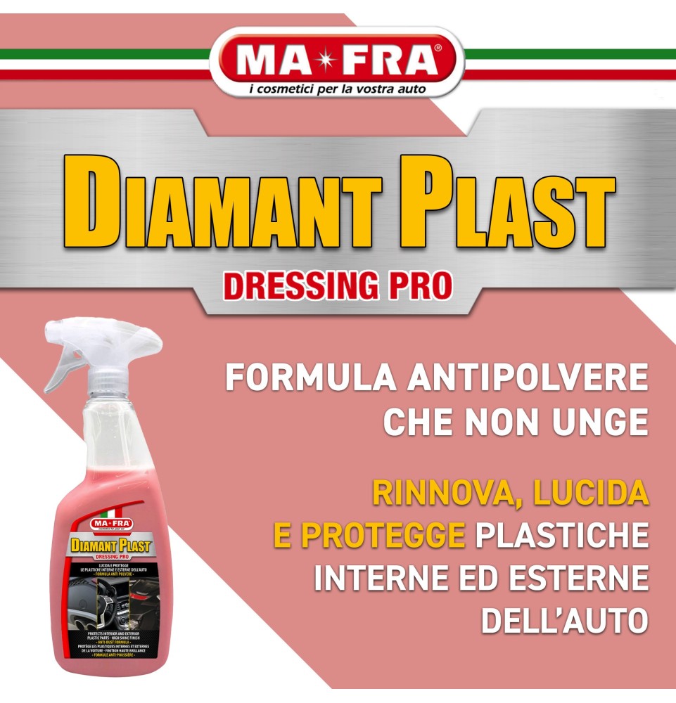 Diamant Plast Dressing Pro 250ml lucida e protegge plastiche interne esterne auto | Mafra Shop