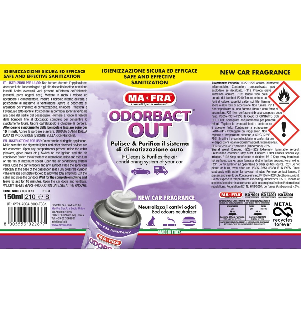 Odorbact Out New Car Purificante Interni 2