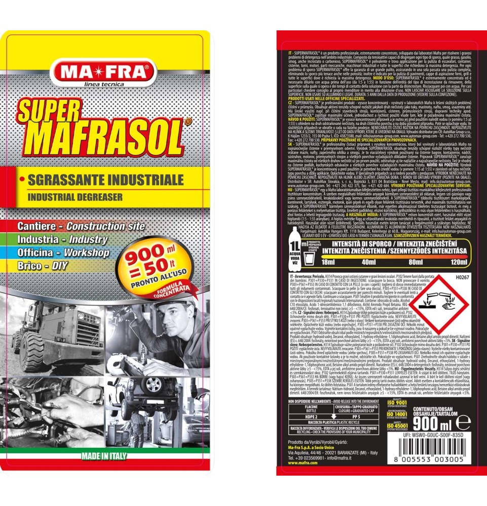 Supermafrasol sgrassatore industriale professionale per officine e industrie