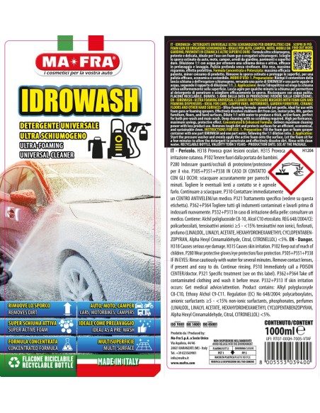 Idrowash Mafra | Detergente schiumogeno per Idropulitrici