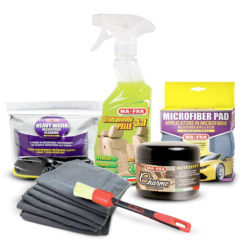 Kit pulizia completa interni in pelle| pulizia completa pelle auto| Mafra