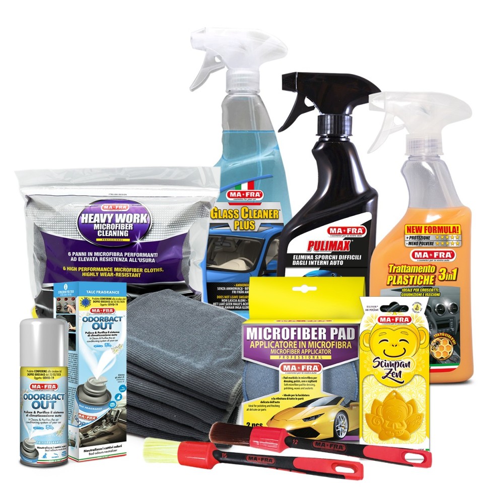 Kit Completo Pulizia Interni Auto abitacolo pulito con Mafra Shop