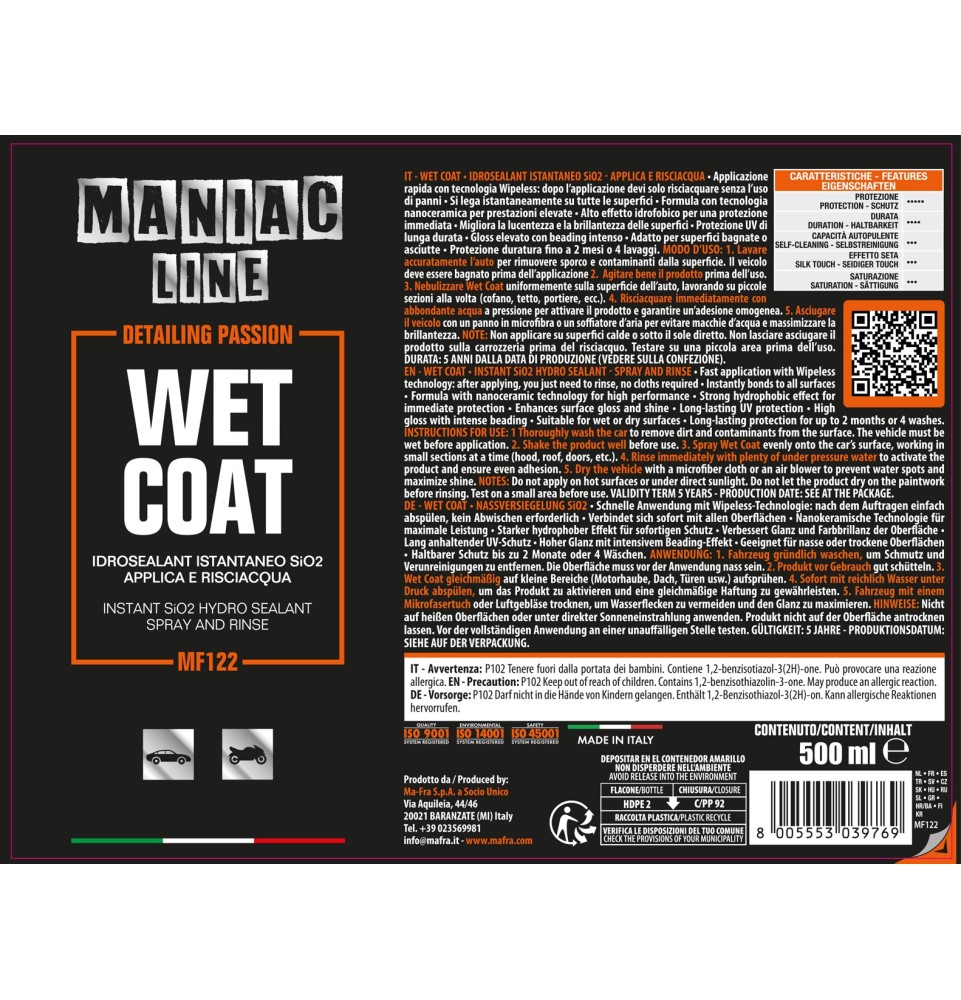 Wet Coat: Protettivo per Auto Spray - Maniac Line 2